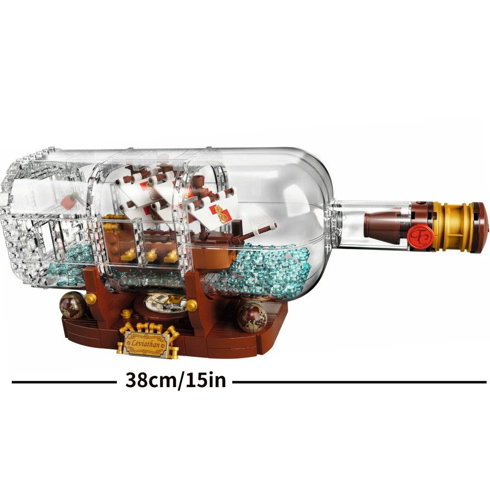 21313 Ideas Ship in Bottle Pirates Building Blocks Construction Set Moc Bricks with Stand Boys Toys For children Christmas Gifts - CADA BRICKS®