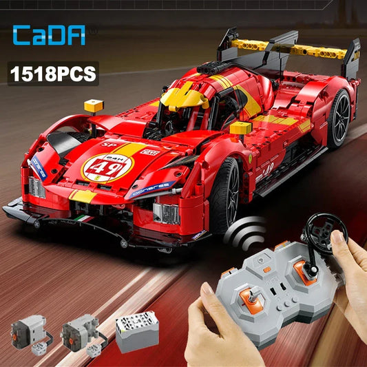1518Pcs 1:10 Cada MOC City Remote Control Flame Racing Car Model Building Blocks RC V6 Sports Vehicle Bricks Toys Festival Gifts - CADA BRICKS®