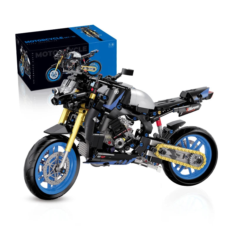 MOC City Classic 1:8 Technology MOTO Bricks Motocykl Lokomotywa Model pojazdu Klocki Urodzinowe Prezenty dla Dzieci Chłopców