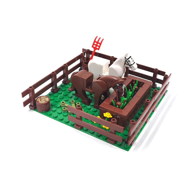 MOC Farm and Ranch Decoration Model Zoo Botanical Garden Building Blocks DIY Bricks Rural Landscape Animal and Vegetable Scenes