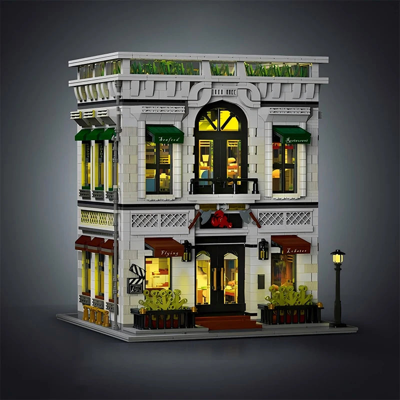 4132 szt. Modułowe klocki budowlane City Street View Restaurant MOC dla dorosłych, kreatywne, nowoczesne, architektoniczne, model domu, klocki, prezent dla dzieci