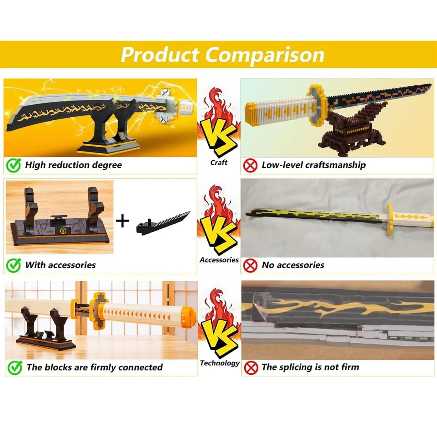 956pcs 39inch for Demon Slayer Sword Building Block Model MOC Samurai Sword Toys Set With Scabbard and Stand Gift for Anime Fans - CADA BRICKS®