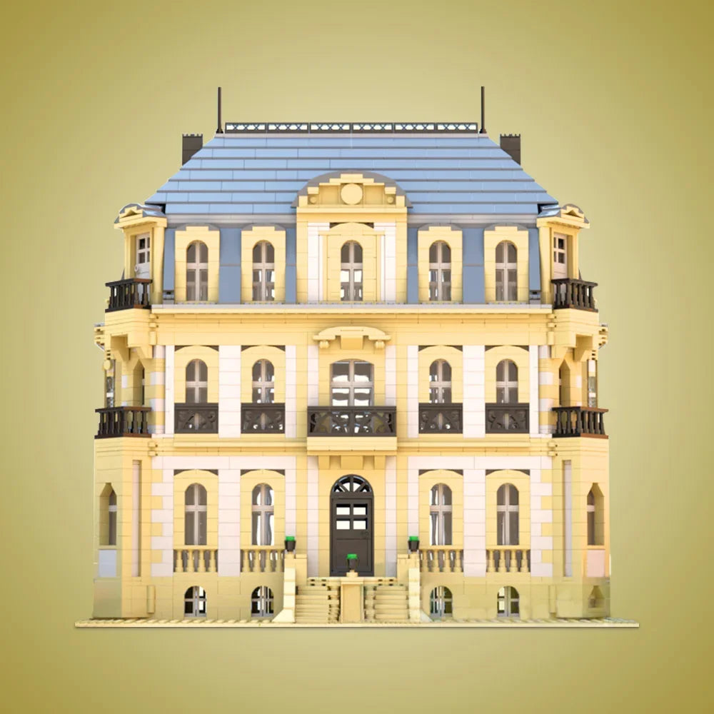 MOC Classic Architecture Chateau Bugatti Molsheim Building Blocks Model Fantasys IX Alexandria Castle Bricks Toy for kids Gift