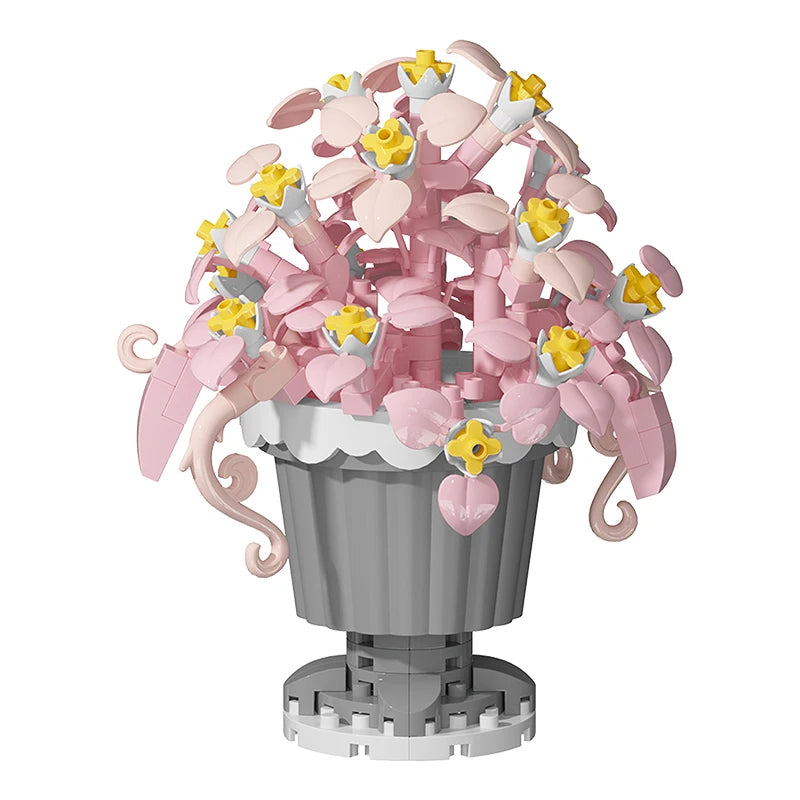 Building block flower simulation bouquet small particle assembly puzzle toy children's handmade DIY potted tabletop ornament
