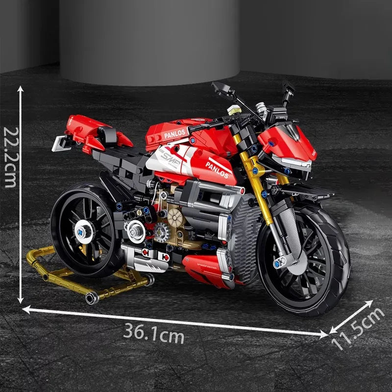 981 szt. City Technical Locomotive Motorcycle Building Blocks MOC Speed Supercar Model motocykla Bricks Boy Toys na prezent dla dzieci
