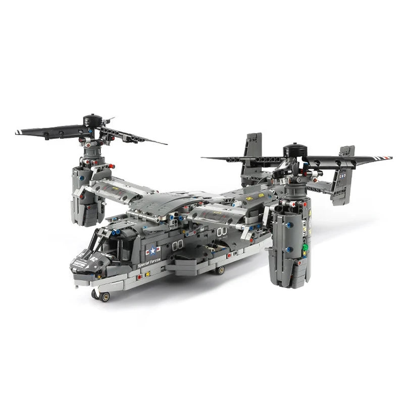 WW2 Technical Electric Osprey Transport Aircraft Building Blocks High-Tech Sets Military Fighter Bricks Boys Toys for Kids Gifts - CADA BRICKS®