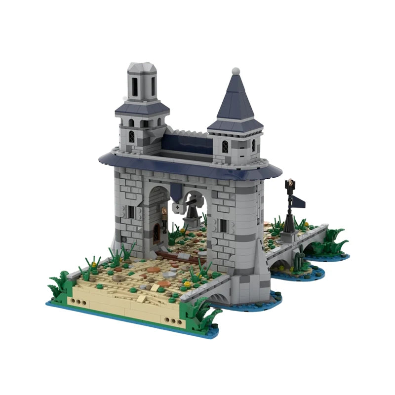MOC-204651 Medieval Bridge – Dice Tower Building Block Model Brick Particle Set Creative Gifts Film Vintage Classic DIY 1471PCS