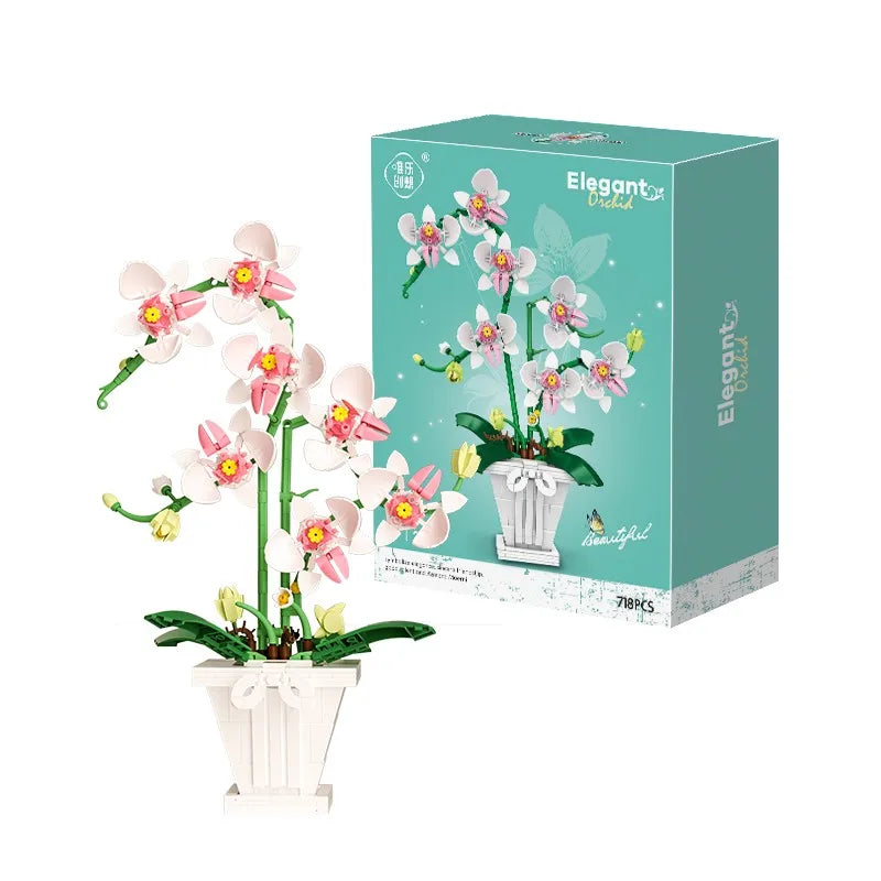 Romantic Orchid Flowers Bouquet Building Blocks: Bonsai Style Plant Model Bricks for DIY Home Decoration Ideal Kids' Toy & Gift - CADA BRICKS®