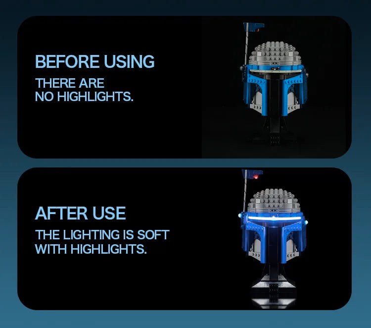 Lighting Set For LEGO Jango Fett Helmet Starings Wars 75408 Movie Not Include Block(Only Light Kit) - CADA BRICKS®