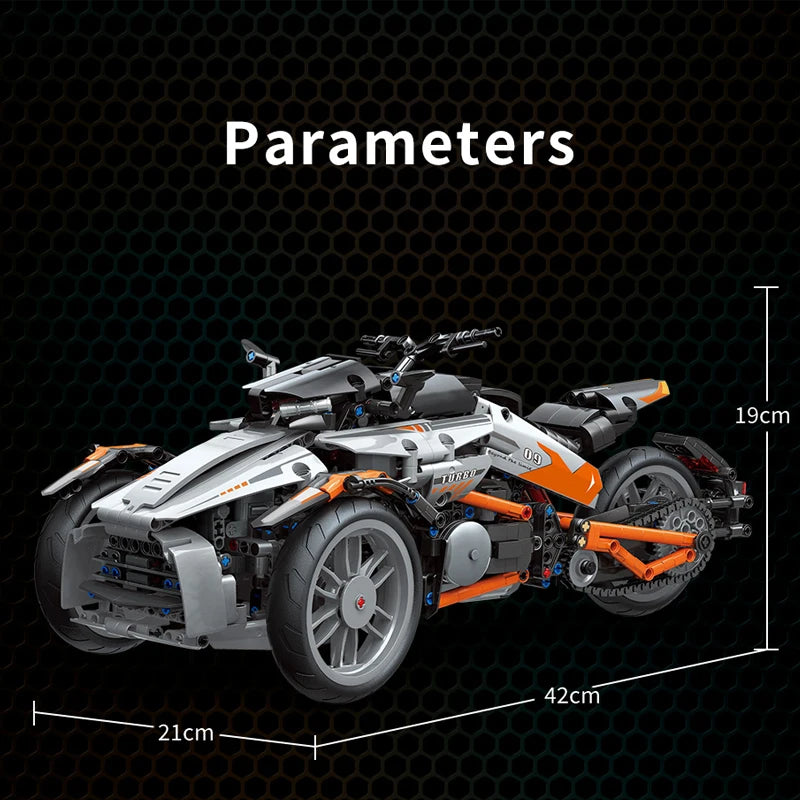 1228 sztuk City Technical APP zdalnie sterowany lokomotywa motocykl klocki budowlane MOC motocykl klocki model zabawka dla chłopca prezent dla dzieci