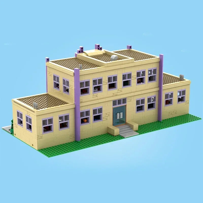Moc Building Bricks Springfield Architecture Model Technology Simpsoned Modular Block City Street View Toy DIY Set Assembly Gift