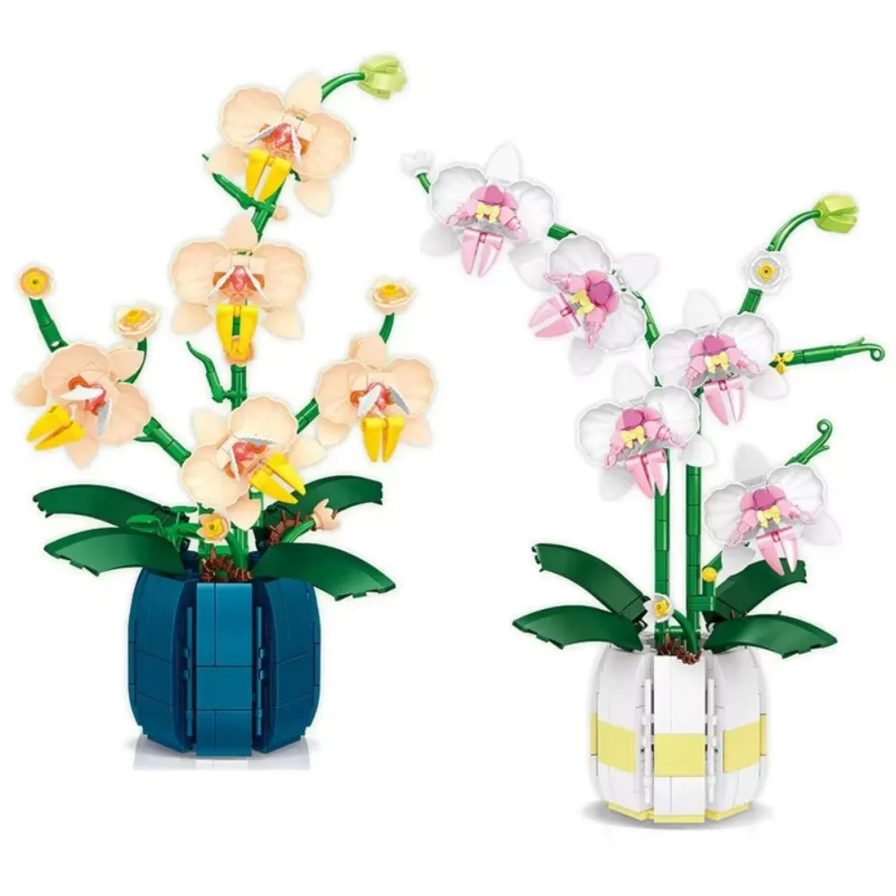Romantic Orchid Flowers Bouquet Building Blocks: Bonsai Style Plant Model Bricks for DIY Home Decoration Ideal Kids' Toy & Gift - CADA BRICKS®