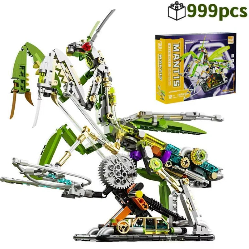 TOYLINX Mechanical Shark Building Set, STEM Educational Shark Sea Life Construction Blocks with Light-Up Display Stand - CADA BRICKS®