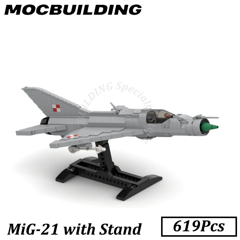 MiG 21 Model Battleplane Fighter Jet mig21 Airplane Aircraft MOC Building Blocks Brick Gift Christmas Presents