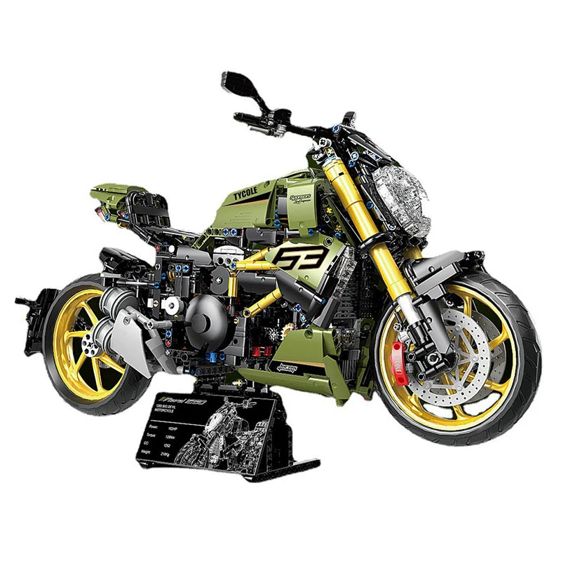 High Tech 1:5 Motocykl Miejski Sportowy Szybki Wyścigowy Motor Lokomotywa Moc Modułowy Model Klocki Klocki Chłopiec Prezent Zabawka T4021