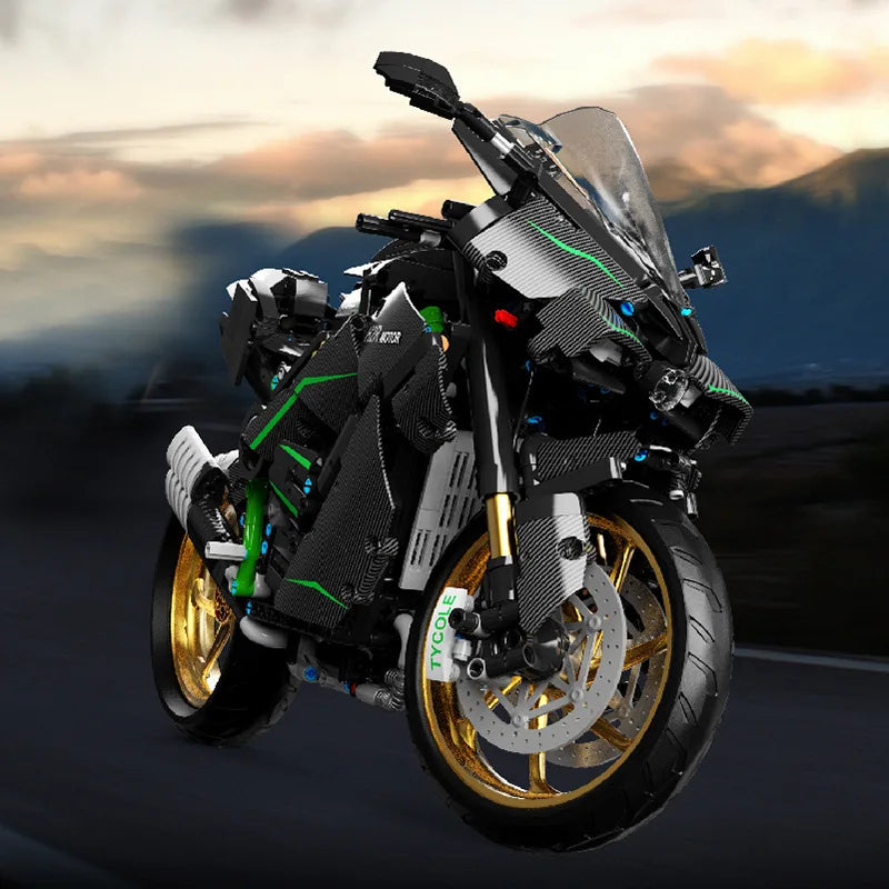 Techniczny model samochodu miejskiego H2R 1:5, klocki konstrukcyjne MOC, wyścigi motocyklowe, pojazdy, klocki, zabawki dla dzieci, prezenty dla dzieci