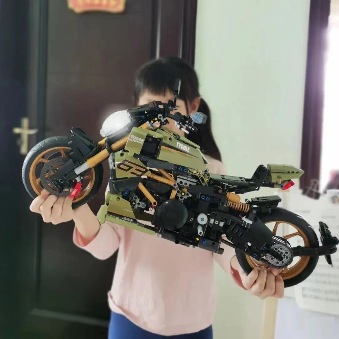 High Tech 1:5 Motocykl Miejski Sportowy Szybki Wyścigowy Motor Lokomotywa Moc Modułowy Model Klocki Klocki Chłopiec Prezent Zabawka T4020