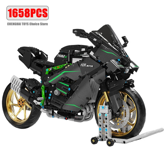 1858pcs 1:5 Technical City Motorcycle Car Model Building Blocks MOC Racing Motobike Vehicles Bricks Toy for Children Gifts T4019