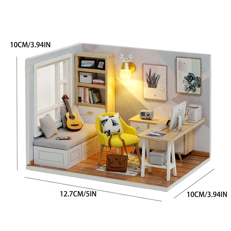 Doll House Kit 3D Wooden Mini DollHouse Assembly Building with Furniture Kit Toys Children's Birthday Gift 3D Puzzle Handmade