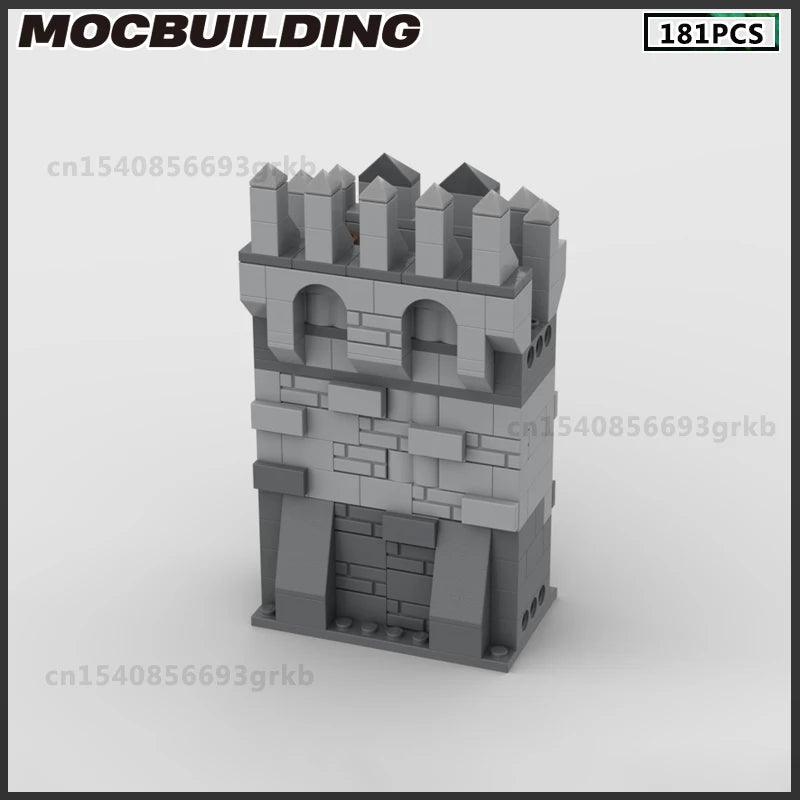 MOC Klocki do budowy średniowiecznego zamku, wieży, bramy, fortecy, kolekcja prezentów świątecznych DIY, klocki do samodzielnego montażu, zabawki dla dzieci
