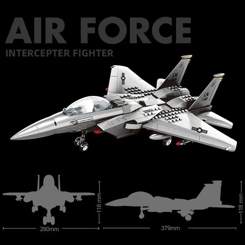 2025 new large F-15 J-20 military combat armed aircraft reconnaissance aircraft building blocks assembled toy boy birthday gift - CADA BRICKS®