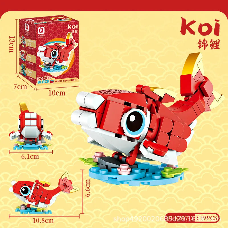 Chinese style beast building blocks ornaments lion awakening dragon year souvenirs new year's day gift toys - CADA BRICKS®