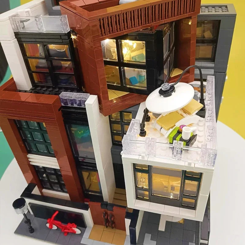 MOC-87366 Kreatywna nowoczesna willa modułowa architektura miejska klocki klocki model widok ulicy zestaw zabawka dla dzieci prezent