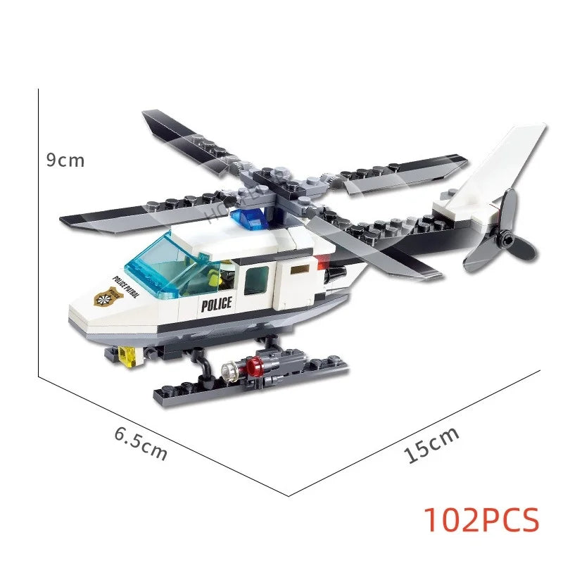 Super Police City Samolot Dwuwirnikowy Śmigłowiec Słynny Samochód SWAT Klocki DIY MOC Klasyczne Klocki Modelarskie dla Dzieci Zestawy