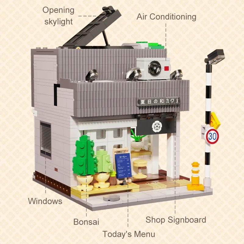 1116Pcs Cada LED City Japanese Style Summer Restaurant Coffee House Building Blocks Friends Light Shop Bricks Toys Children Gift - CADA BRICKS®
