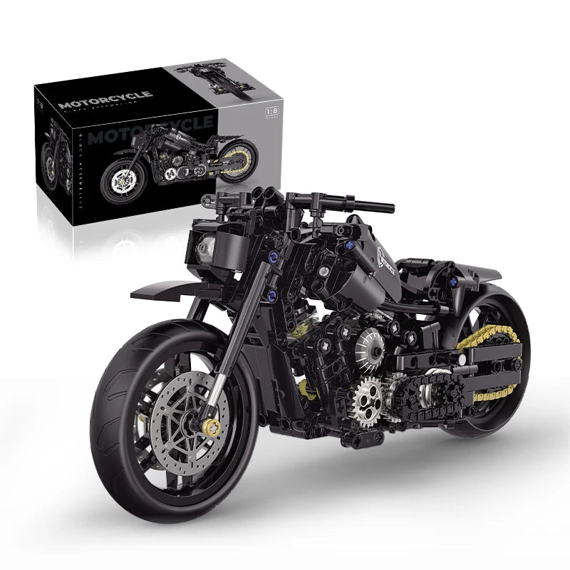 MOC City Classic 1:8 Technology MOTO Bricks Motocykl Lokomotywa Model pojazdu Klocki Urodzinowe Prezenty dla Dzieci Chłopców