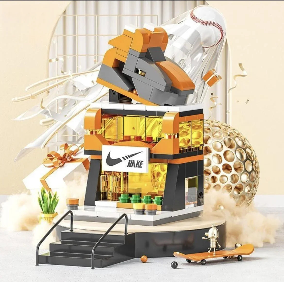 Architektura Widok ulicy Dom Klocki DIY Mini Miasto Sklep Model Zabawki Na Prezenty Świąteczne