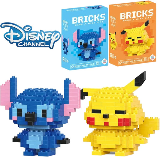 Disney LiLo Stitch Toys Building Blocks Pokeman Pikechu lega Anime Cartoon Character Model Building Blocks Toy for children Gift - CADA BRICKS®