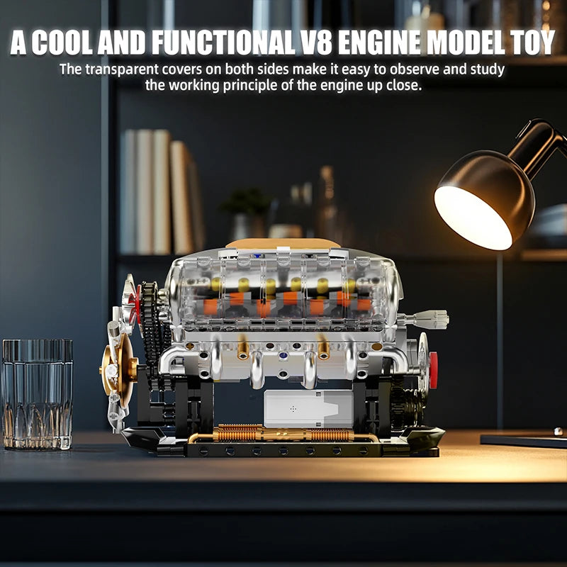 MOC Technik Electrically Driven V8 Engine Model Car Building Blocks Set Creative Educational Toys Christmas Gifts For Boys Kids - CADA BRICKS®