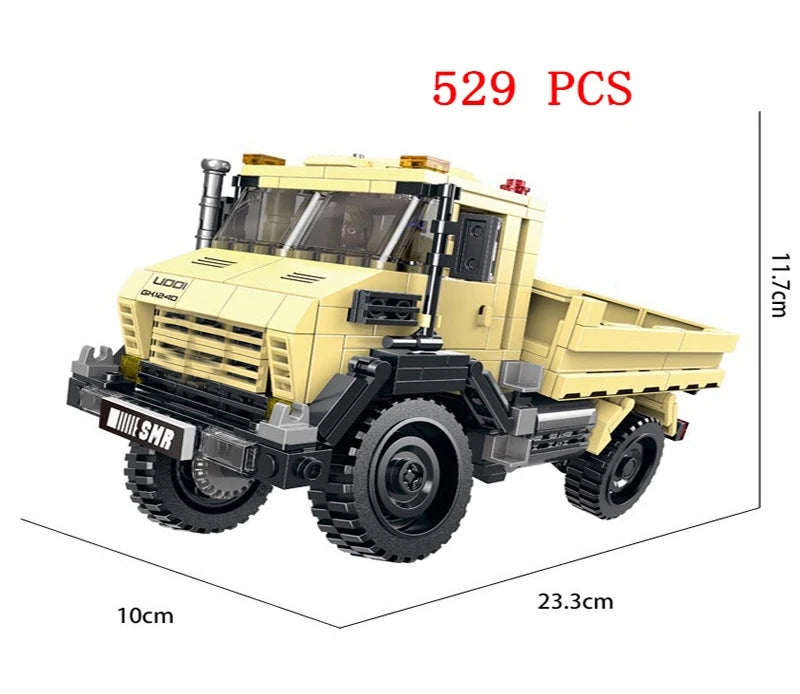 City Truck Vehicle Pickup Heavy Cargo Transport Model Building Blocks Machinery Shop Van Creative Carriage Harvester Car Kid Toy - CADA BRICKS®