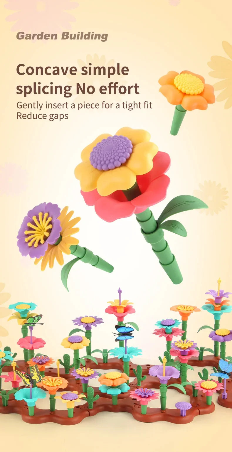 Building Blocks Flower Bouquet Girls Diy Garden Constructor Brick Playset Plant Growing Floral Assembly Educational Stacking Toy