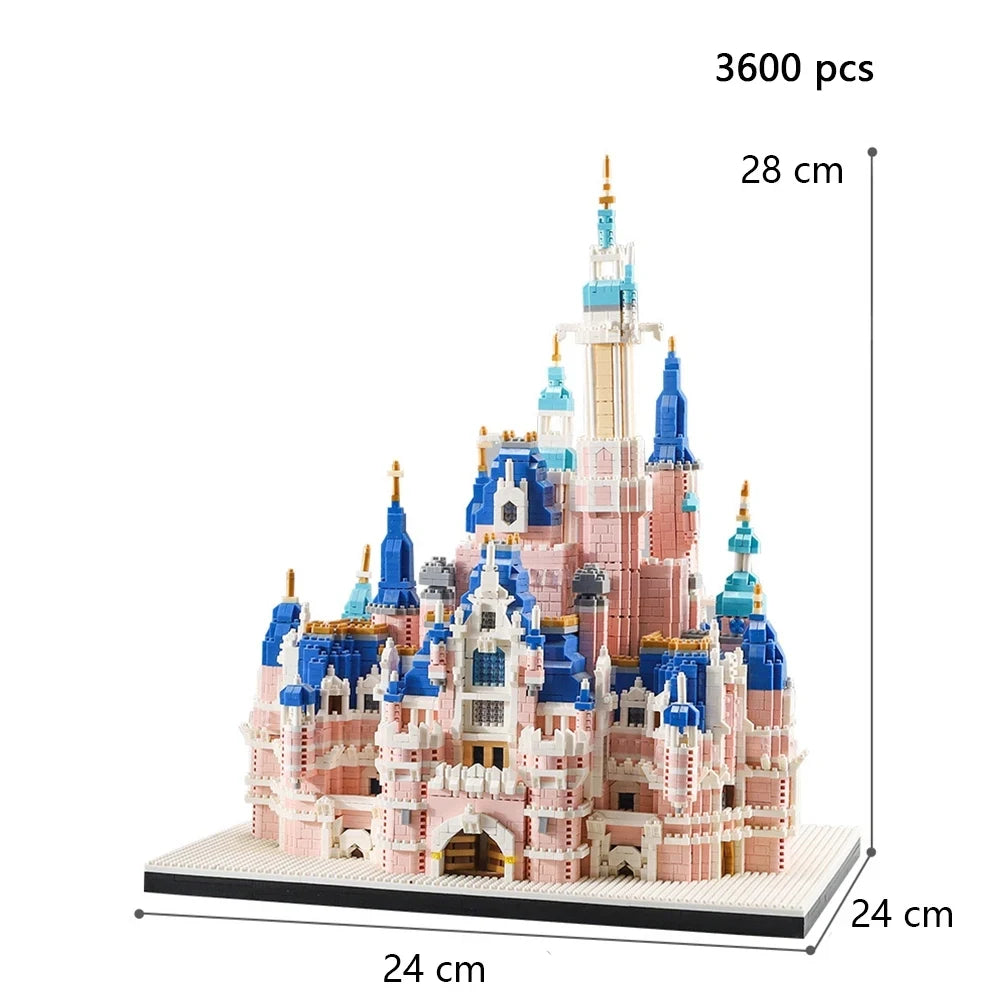 6300 szt. Lekkie duże mikro klocki budowlane z serii różowej, zamek, kościół, diamentowe klocki konstrukcyjne dla dziewczynek, prezent dla dorosłych