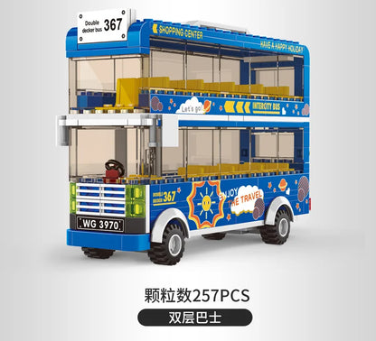Bus City UK London Building Blocks School Vehicle Friends Wedding Car Traffic Bricks Double Station Girls Gifts Technique Toys - CADA BRICKS®
