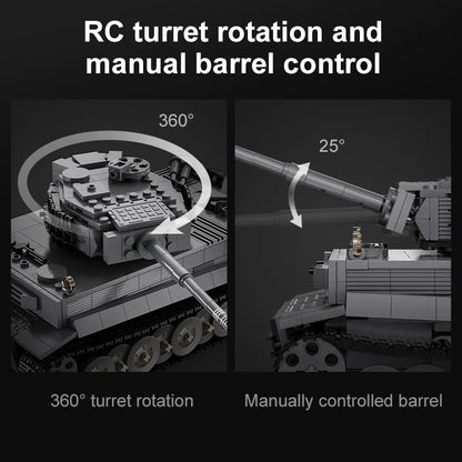 Cada 925pcs City Remote Control Ww2 Military Army Tiger Tank Building Blocks Weapon Bricks RC Vehicle Toys Gifts Children Boys