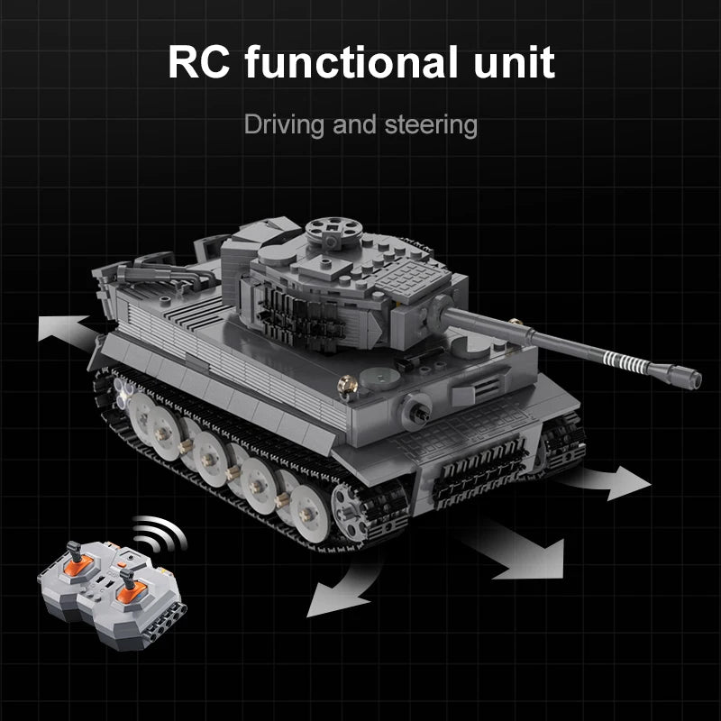 Cada 925pcs City Remote Control Ww2 Military Army Tiger Tank Building Blocks Weapon Bricks RC Vehicle Toys Gifts Children Boys