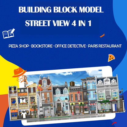1178 sztuk Street View Building Blocks Pizzeria Modułowe Zestawy Architektoniczne MOC Agencja Detektywistyczna Zabawki dla Chłopców Prezenty dla Dzieci 20104