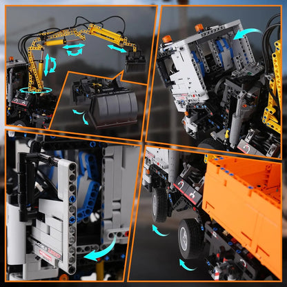 MOULD KING 19007 Technical 2-in-1 Remote Controlled Excavator & Dump Truck Pneumatic Building Blocks Toy Set Birthday Gift