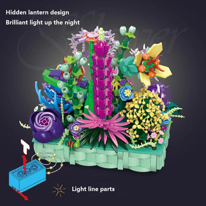 Idea Botanical Garden Pandora Flower Potted Plant Bouquet with Light Building Block Set Toys for Girl's gifts or Home Deco