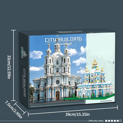 3737 szt. Model kościoła Smolny, klocki budowlane, światowej sławy atrakcje, architektoniczny widok ulicy, klocki dla dzieci, zabawki DIY, prezent świąteczny