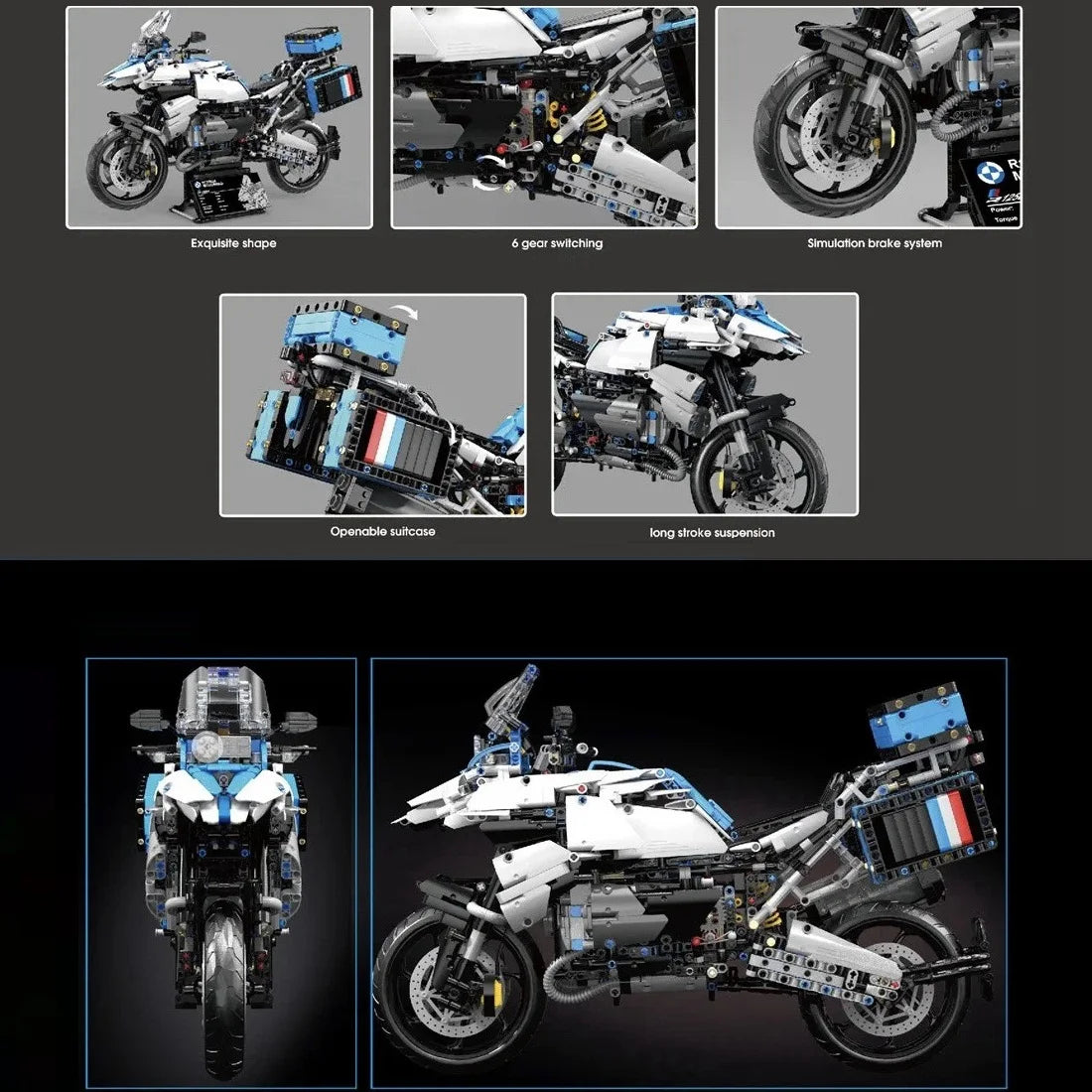 High Tech 1:5 Motorcycle City Sports Rapid Racing Motorbike Locomotive Moc Modular Brick Model Building Block Boy Gift Toy T4022 - CADA BRICKS®