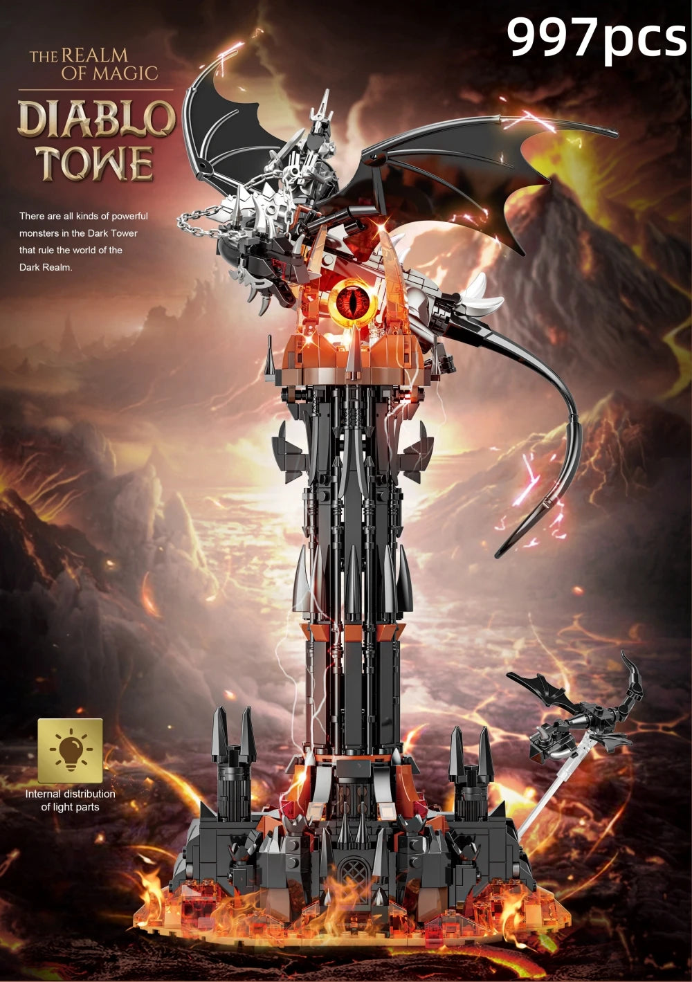 Pierścienie filmowe Moc-Lord Model The Fell Beast Magiczna wieża Klocki Forteca Zamek Kreatywne klocki do złożenia Zabawki Prezent dla Ki