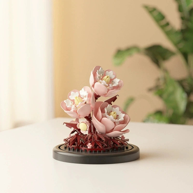 DIY MOC Flower Arrangement Dust Cover Tulip Rose Sunflower Plants Succulents Gardens Building Blocks Model Kids Sets Kits Toys - CADA BRICKS®