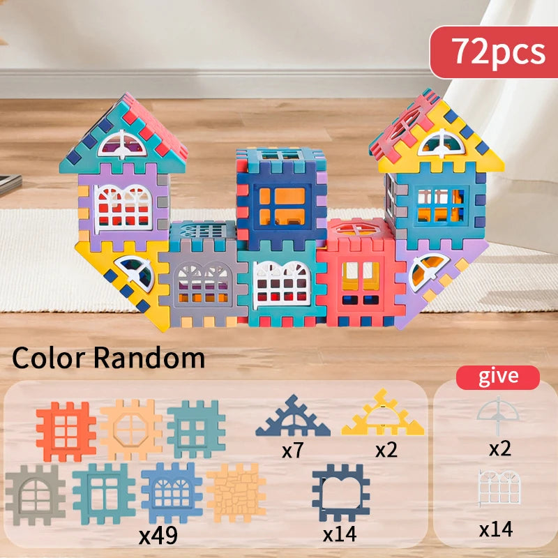 Large scale house building block simulation window design, kindergarten construction, creation of boys and girls large house bui - CADA BRICKS®