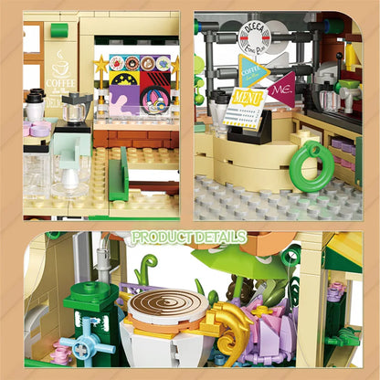 Creative Street View Wedding Salon Manor Garden House Coffee Shop Model Building Blocks City Architecture Mini Bricks Toys Gifts