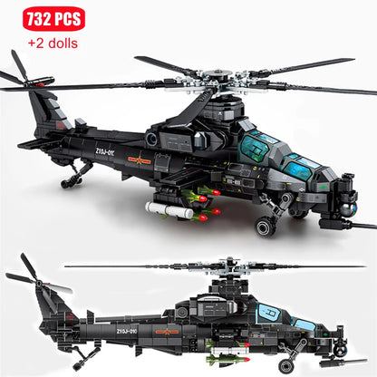 SEMBO 732 SZTUK Wojskowy śmigłowiec Z-10 Model Klocki Miasto SWAT Uzbrojony samolot Gunship Klocki Zabawki dla chłopców Prezenty urodzinowe