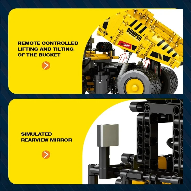 1622PCS Mining Dump Truck Building Blocks City Engineering Car Model Bricks Technology RC Car Model Children's DIY Toys Gifts